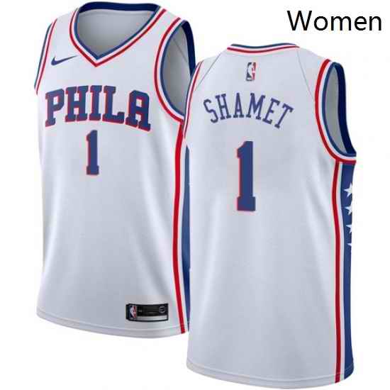 Womens Nike Philadelphia 76ers 1 Landry Shamet Swingman White NBA Jersey Association Edition